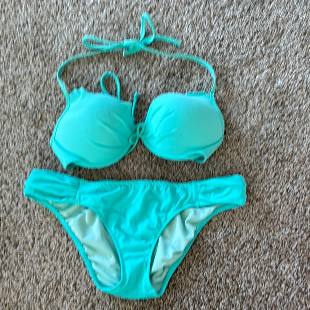 Women’s Teal Bikini Set - Padded Halter Top & Classic Brief